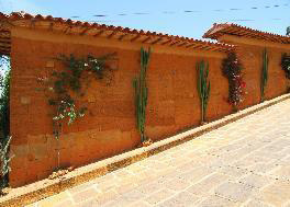 City of Barichara in Colombia. Constructions with rammed earth walls.