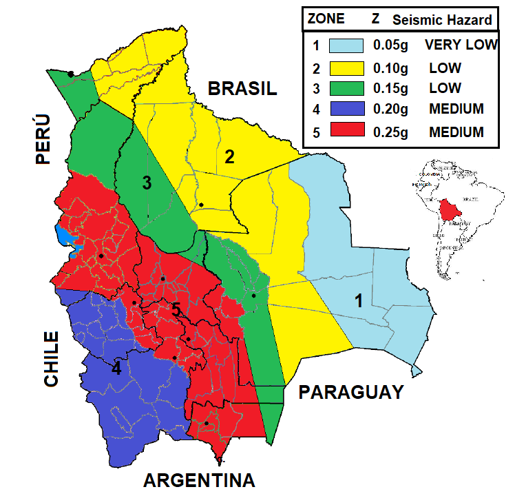Seismic Map and Seismic Hazard of Bolivia.