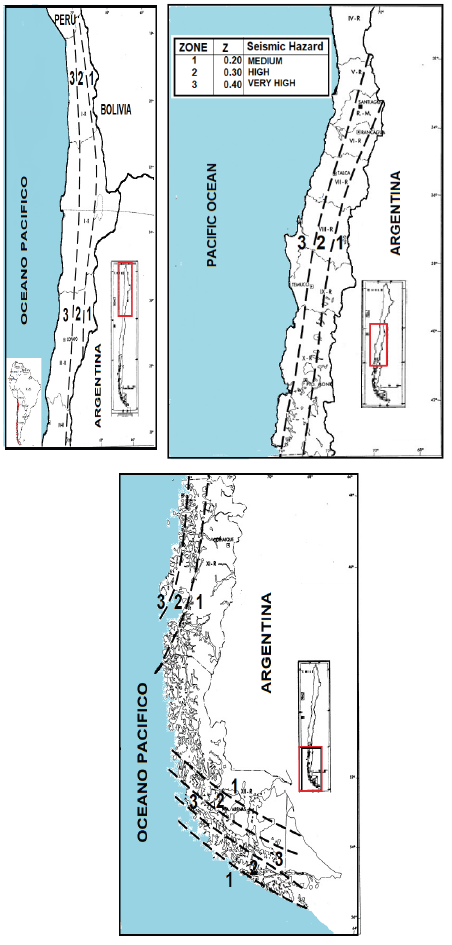 Seismic Map and Seismic Hazard of Chile.