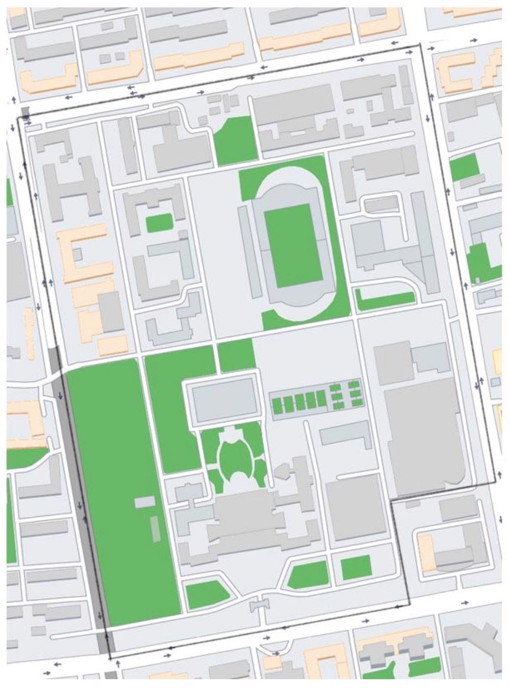 Plan view of the campus.