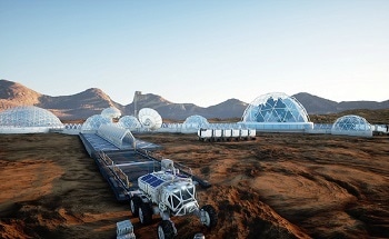 未来的城市生活在火星上